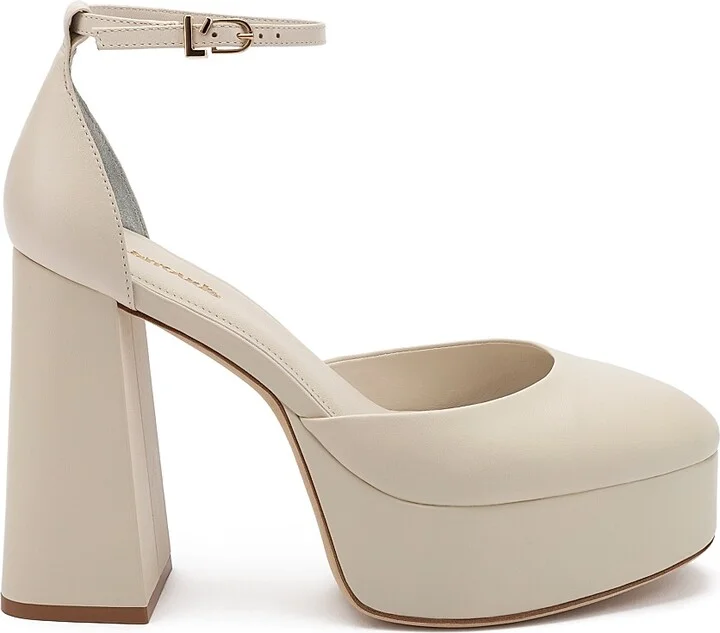 Women's Ari Leather Ankle-Strap Platform Pumps - Ivory - Size 10