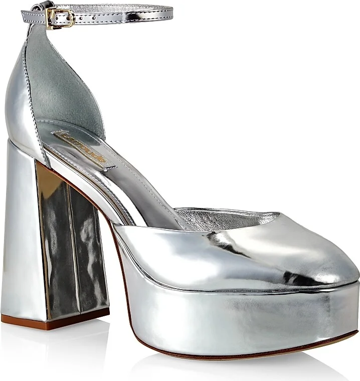 Women's Ari Metallic Leather Ankle-Strap Platform Sandals - Silver - Size 10 - Image 2