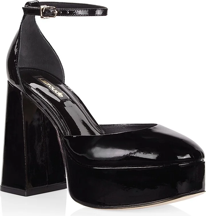 Women's Ari Patent Leather Ankle-Strap Platform Pumps - Black - Size 9 - Image 2