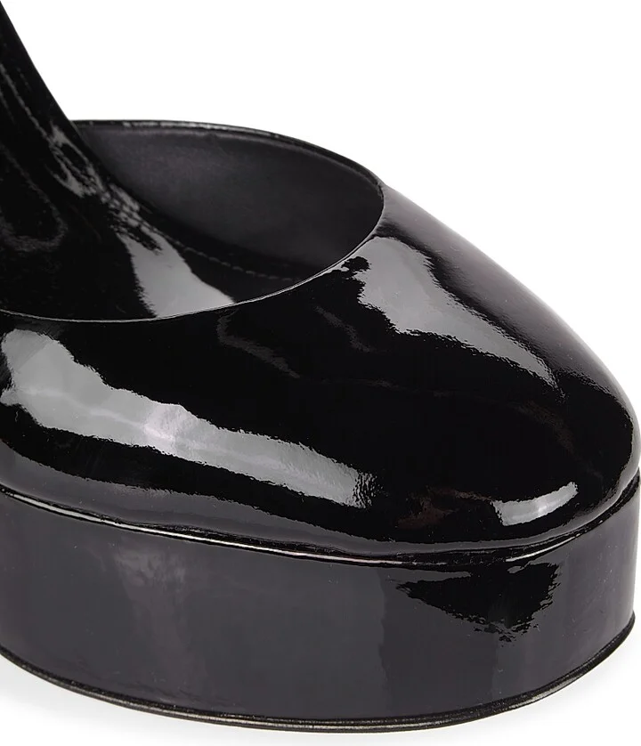 Women's Ari Patent Leather Ankle-Strap Platform Pumps - Black - Size 9 - Image 6