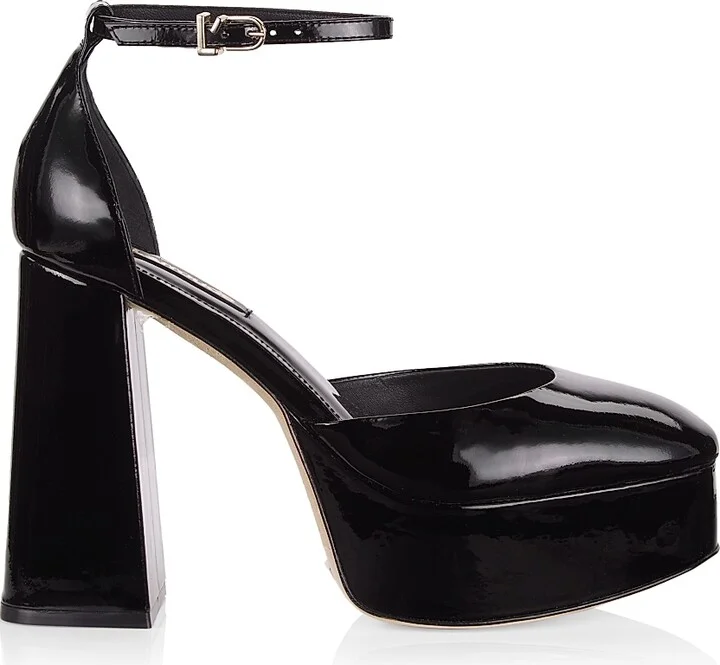 Women's Ari Patent Leather Ankle-Strap Platform Pumps - Black - Size 9