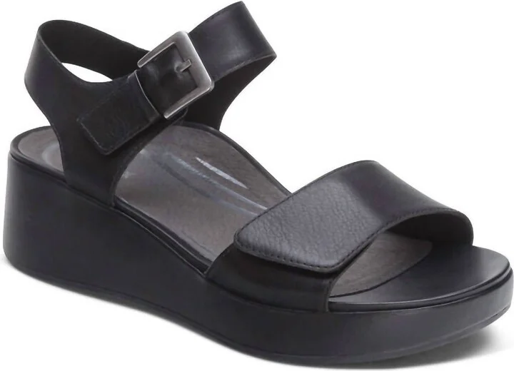 Women's Ariel Adjustable Quarter Strap Wedge In Black