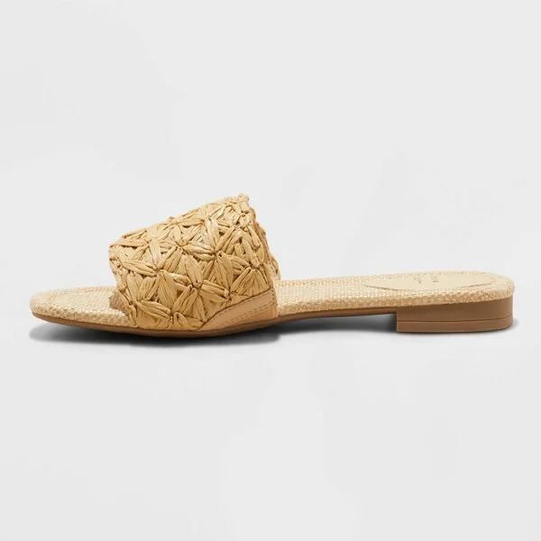 Women's Ariella Woven Raffia Slide Sandals with Memory Foam Insole - A New Day™ : Open Toe, Square Toe - Image 2