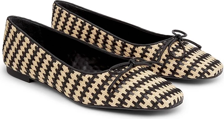 Women's Arissa Leather & Raffia Flats - Black Natural - Size 5 - Image 2
