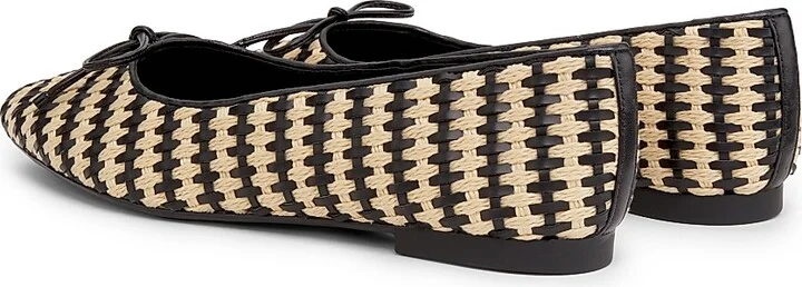 Women's Arissa Leather & Raffia Flats - Black Natural - Size 5 - Image 3
