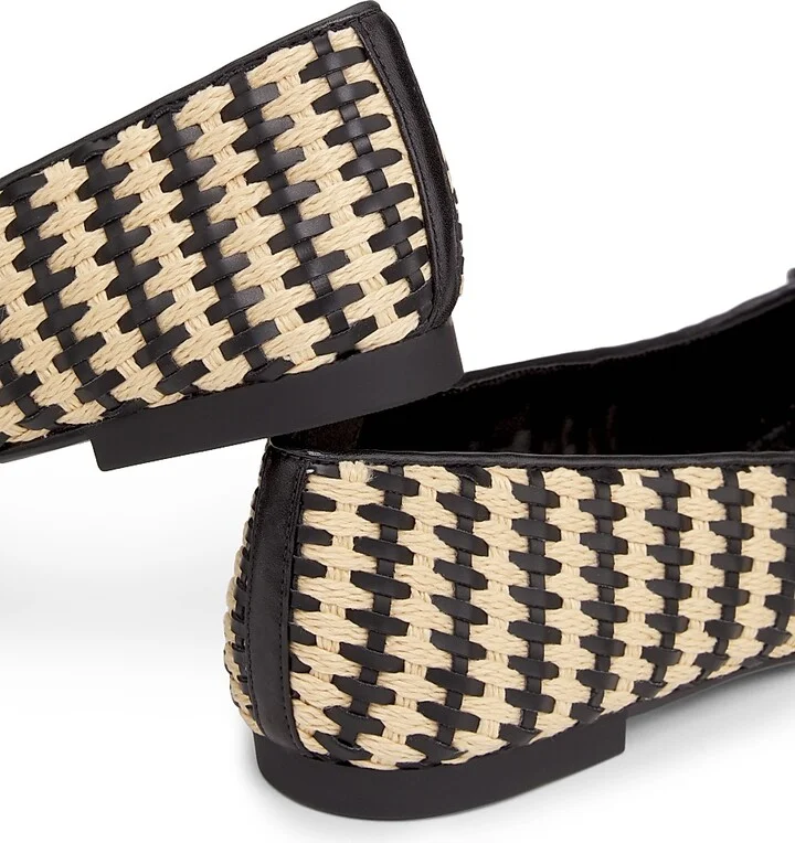 Women's Arissa Leather & Raffia Flats - Black Natural - Size 5 - Image 5