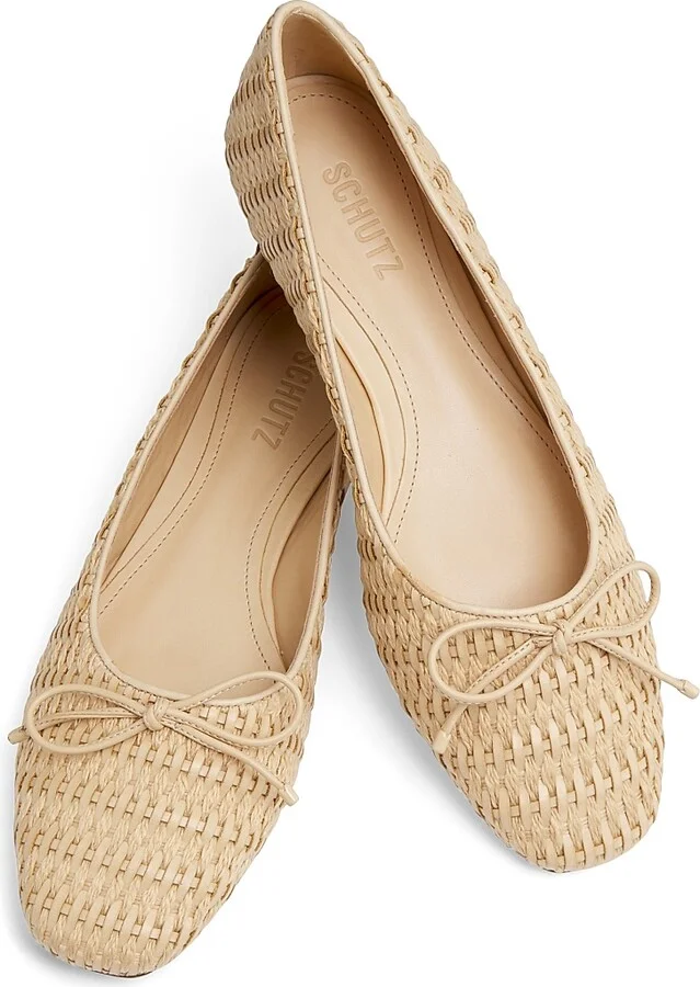 Women's Arissa Leather & Raffia Flats - Natural - Size 5.5 - Image 4