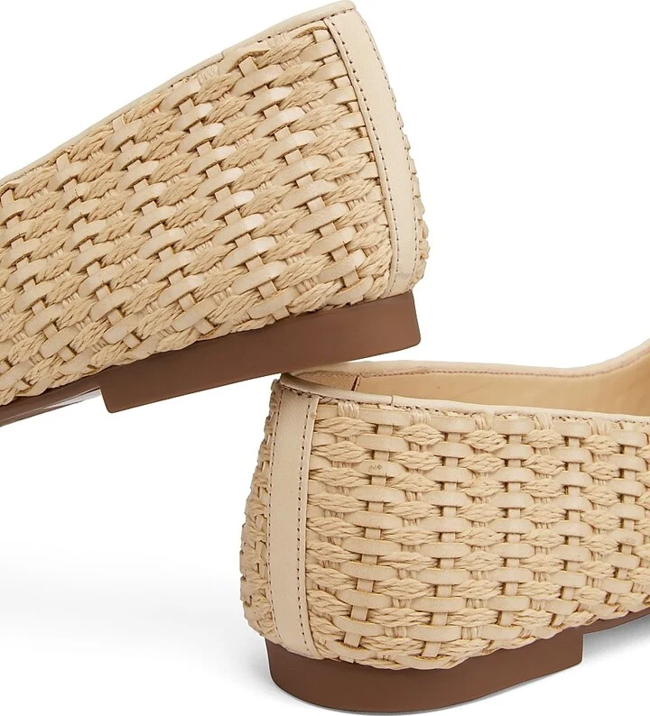Women's Arissa Leather & Raffia Flats - Natural - Size 5.5 - Image 5