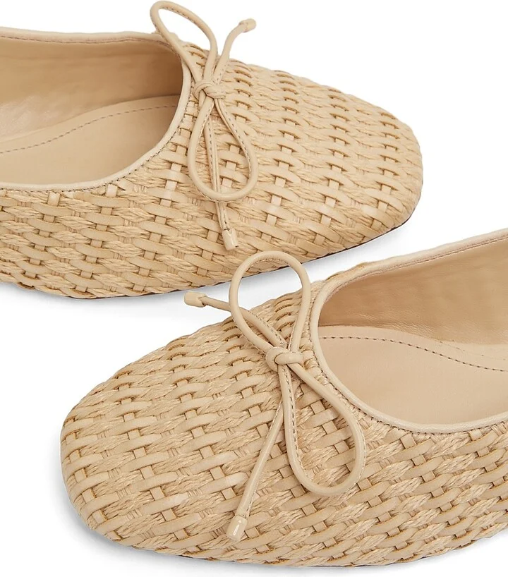 Women's Arissa Leather & Raffia Flats - Natural - Size 5.5 - Image 6