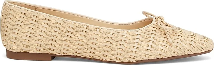 Women's Arissa Leather & Raffia Flats - Natural - Size 5.5