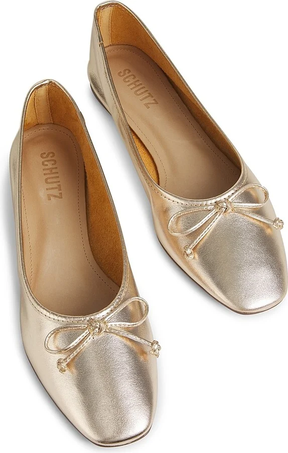Women's Arissa Metallic Leather Ballet Flats - Platina - Size 5 - Image 4