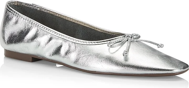 Women's Arissa Metallic Leather Ballet Flats - Platina - Size 5 - Image 7