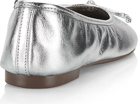 Women's Arissa Metallic Leather Ballet Flats - Platina - Size 5 - Image 8