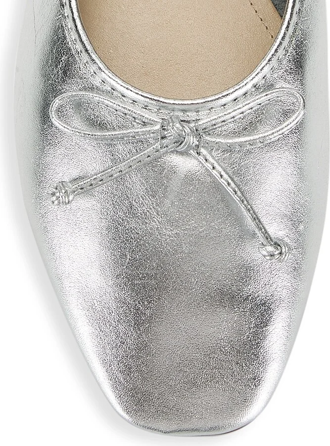 Women's Arissa Metallic Leather Ballet Flats - Platina - Size 5 - Image 9