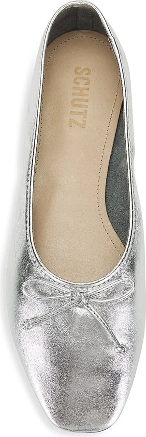 Women's Arissa Metallic Leather Ballet Flats - Platina - Size 5 - Image 10