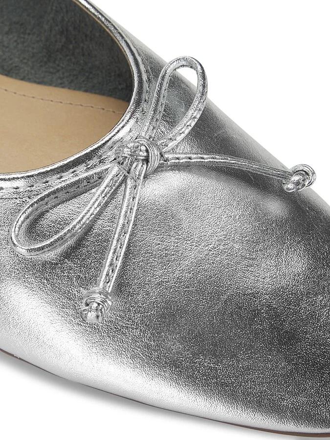 Women's Arissa Metallic Leather Ballet Flats - Platina - Size 5 - Image 11