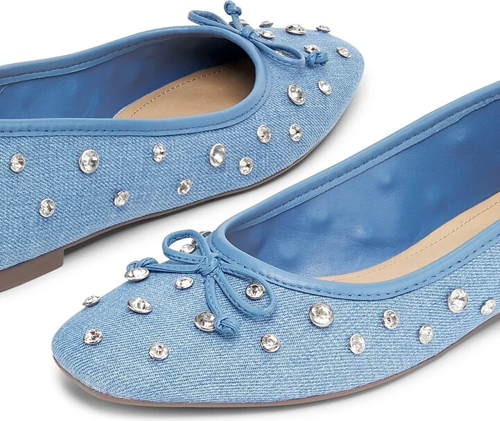 Women's Arissa Shine Embellished Denim Ballet Flats - Azul Summer Jeans - Size 5 - Image 2