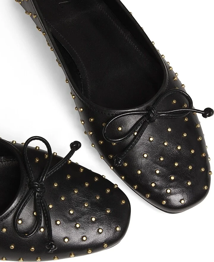 Women's Arissa Studded Leather Ballet Flats - Black - Size 8 - Image 6