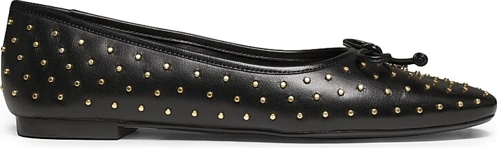 Women's Arissa Studded Leather Ballet Flats - Black - Size 8