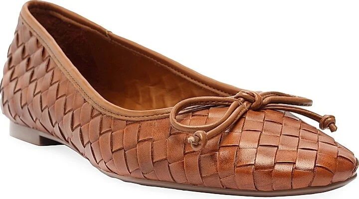 Women's Arissa Woven Leather Flats - Miele - Size 5 - Image 2