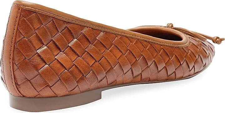 Women's Arissa Woven Leather Flats - Miele - Size 5 - Image 3