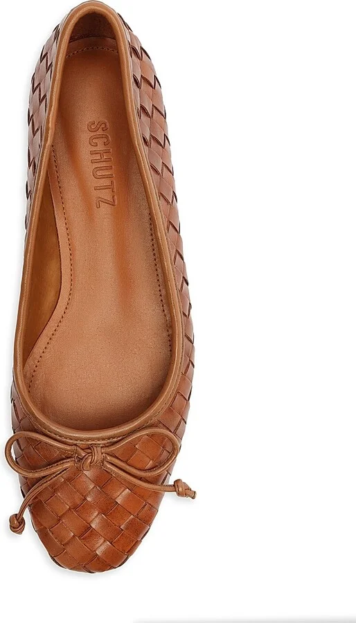 Women's Arissa Woven Leather Flats - Miele - Size 5 - Image 4