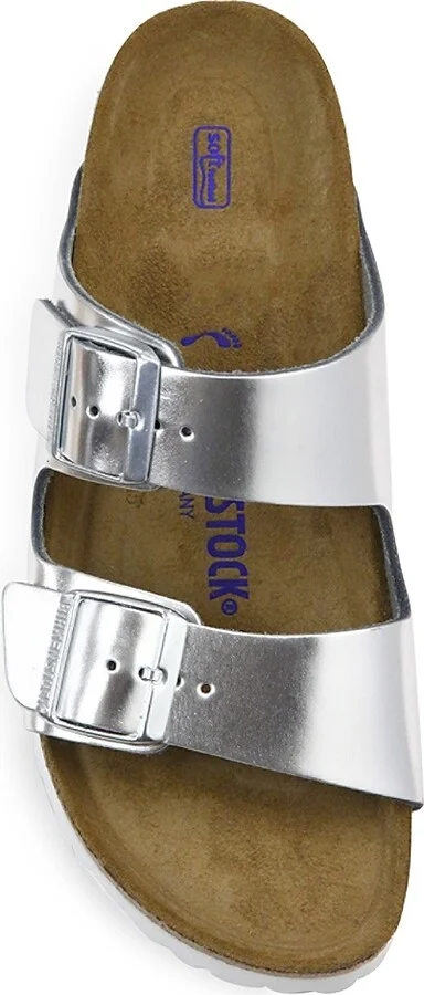 Women's Arizona Metallic Leather Sandals - Metallic Silver - Size 5 - Image 5