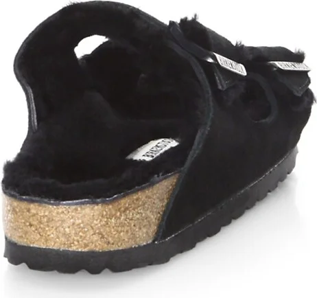 Women's Arizona Shearling-Lined Suede Sandals - Black Black - Size 6 - Image 3