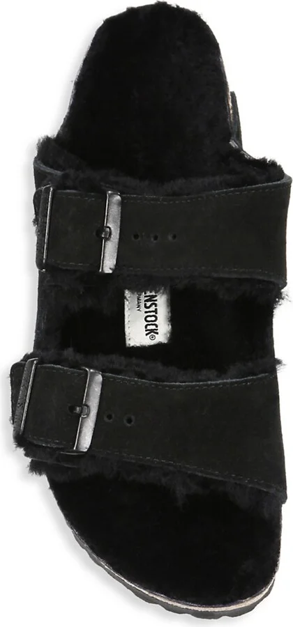 Women's Arizona Shearling-Lined Suede Sandals - Black Black - Size 6 - Image 5