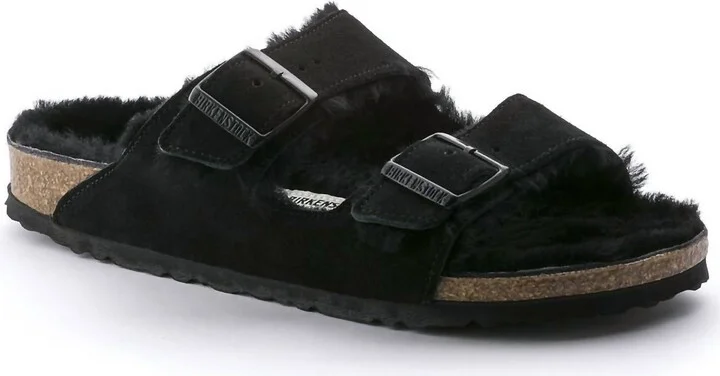 Women's Arizona Shearling Sandals In Black
