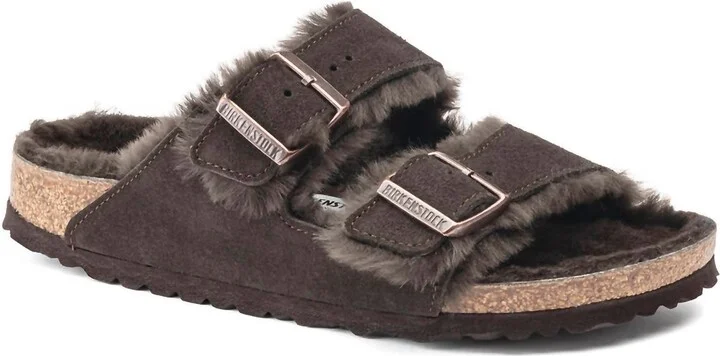 Women's Arizona Shearling Suede Sandal In Mocha