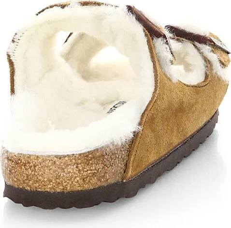 Women's Arizona Shearling & Suede Slides - Mink Natural - Size 5 Sandals - Image 3