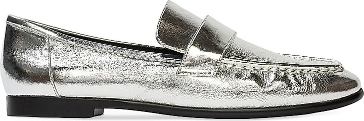 Women's Arrow Metallic Loafers - Silver Crinkle Metallic - Size 5 - Image 3