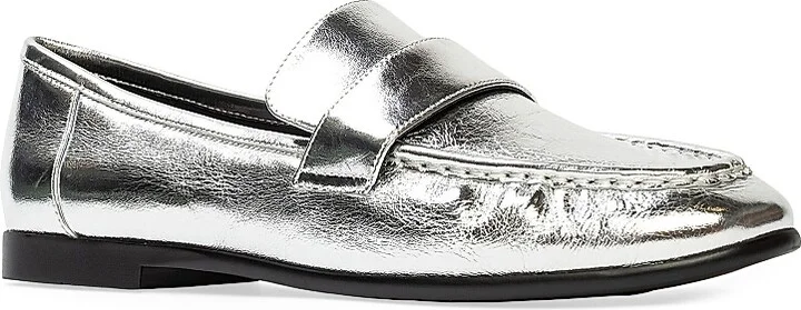 Women's Arrow Metallic Loafers - Silver Crinkle Metallic - Size 5 - Image 4