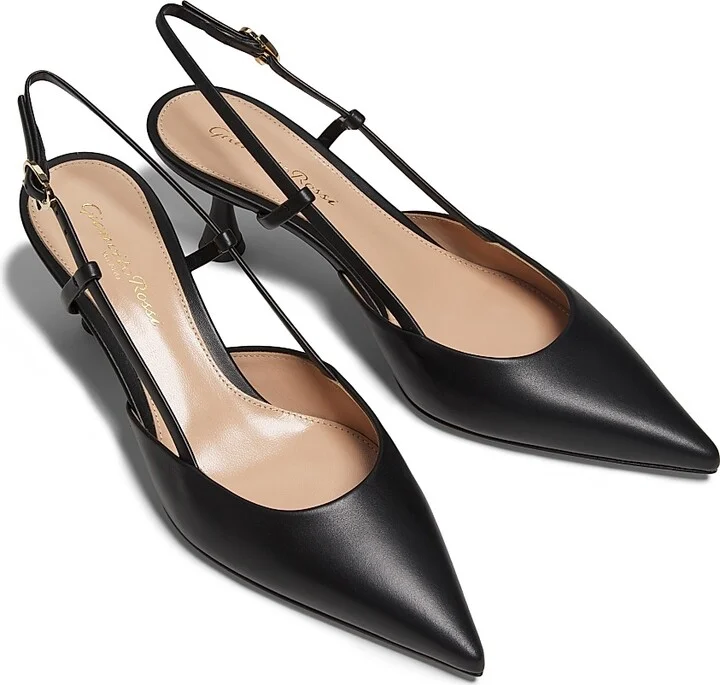Women's Ascent 55MM Leather Slingback Pumps - Black - Size 5 - Image 4