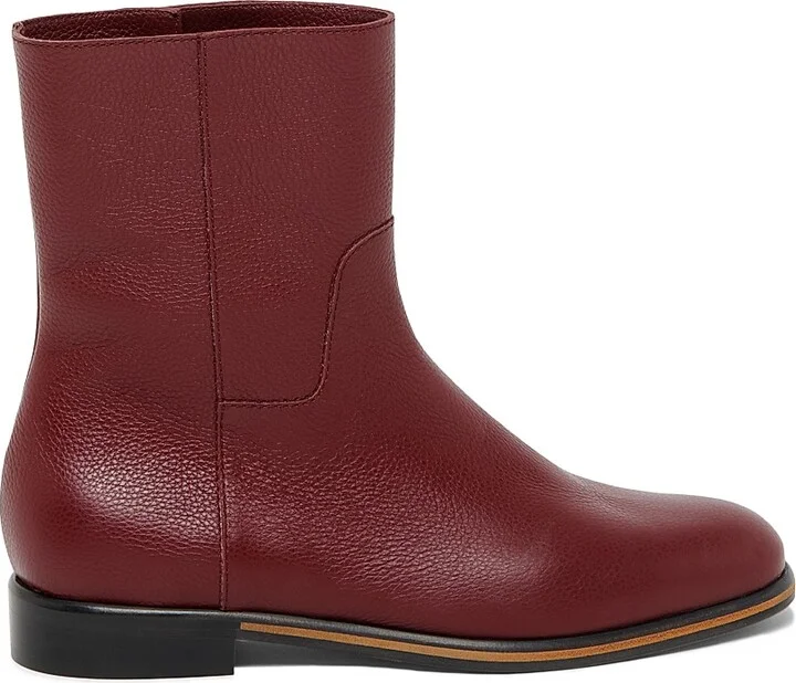 Women's Ascot Leather Ankle Boots - Bordeaux - Size 6