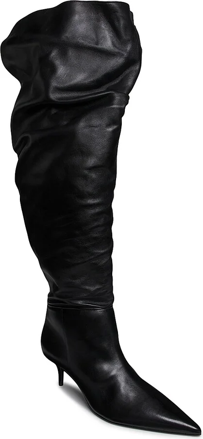 Women's Ashlee Leather Over-the-Knee Boots - Black - Size 5 - Image 2