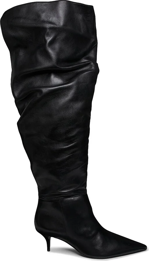 Women's Ashlee Leather Over-the-Knee Boots - Black - Size 5
