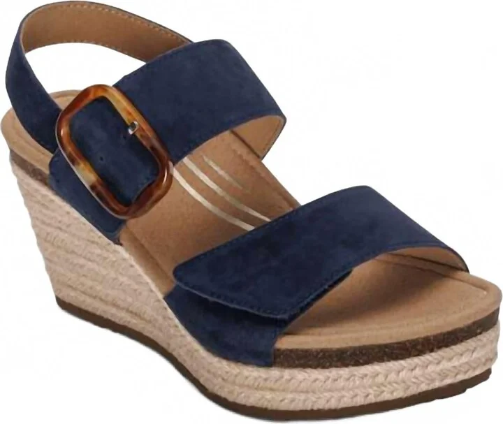 Women's Ashley Espadrille Wedge Sandals In Navy