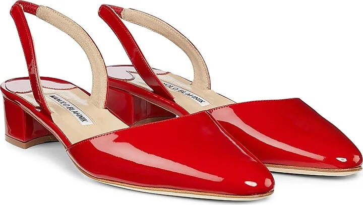 Women's Aspro Patent Leather Slingback Pumps - Red - Size 5 - Image 2