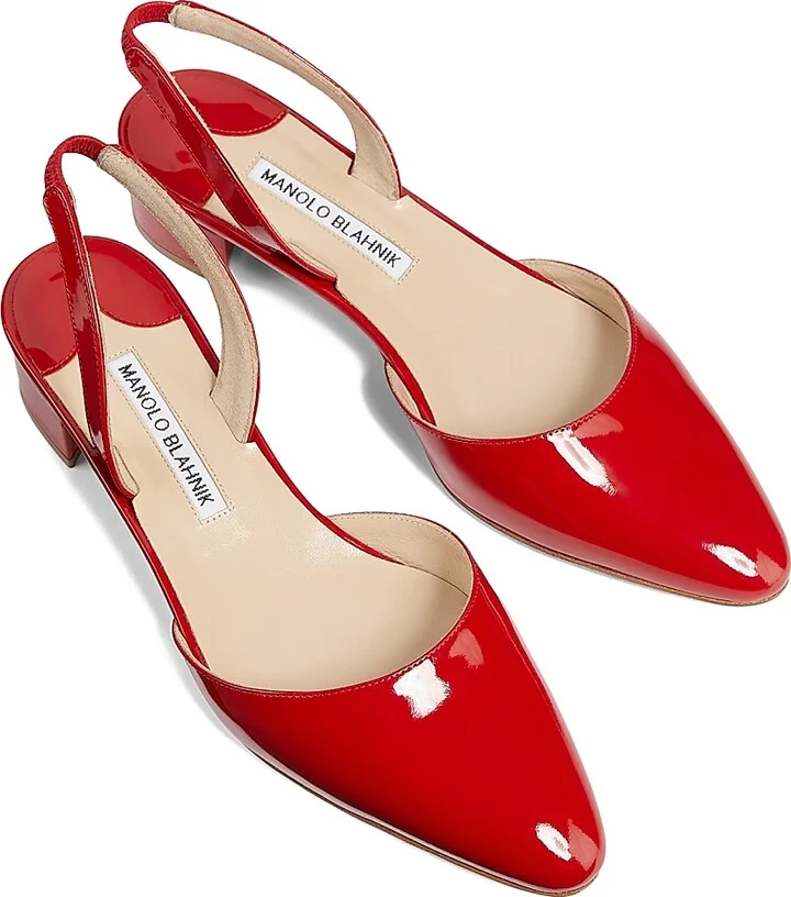 Women's Aspro Patent Leather Slingback Pumps - Red - Size 5 - Image 4