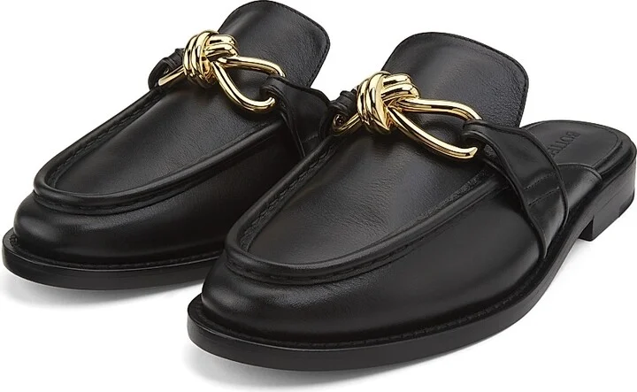 Women's Astaire Knot-Accented Leather Mules - Black - Size 6 - Image 2