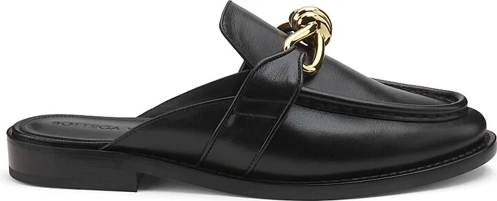 Women's Astaire Knot-Accented Leather Mules - Black - Size 6