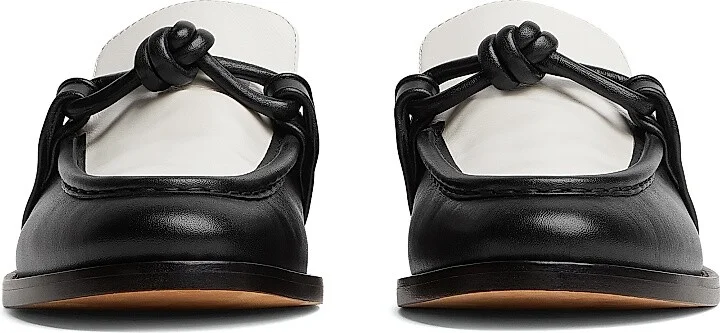 Women's Astaire Knotted Colorblocked Leather Loafers - Black White - Size 6 - Image 2