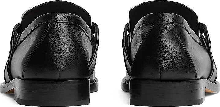 Women's Astaire Knotted Colorblocked Leather Loafers - Black White - Size 6 - Image 3