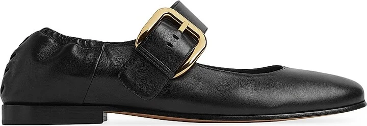 Women's Astaire Leather Mary Jane Ballerina Flats - Black - Size 6