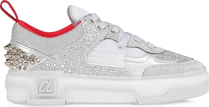 Women's Astroloubi Strass Sneakers - Silver - Size 6