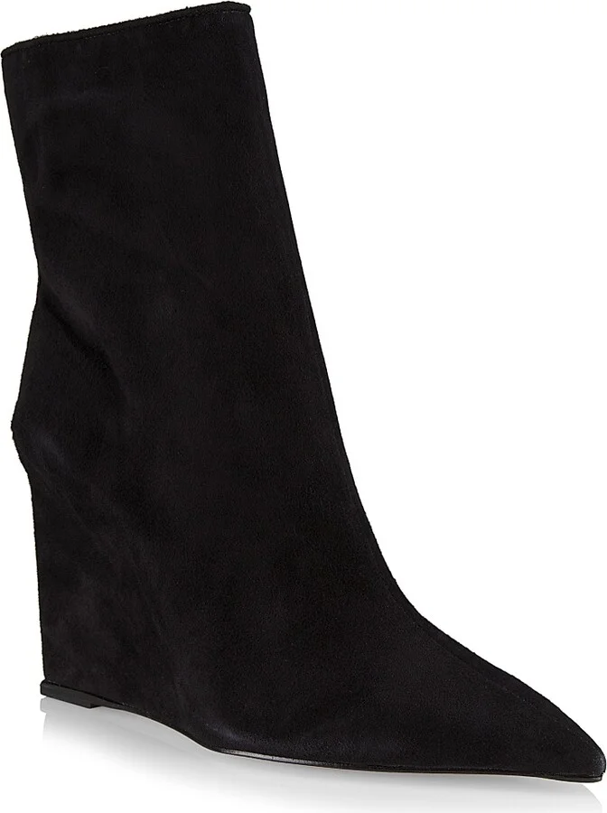Women's Asya 100MM Suede Wedge Booties - Black - Size 5 - Image 2