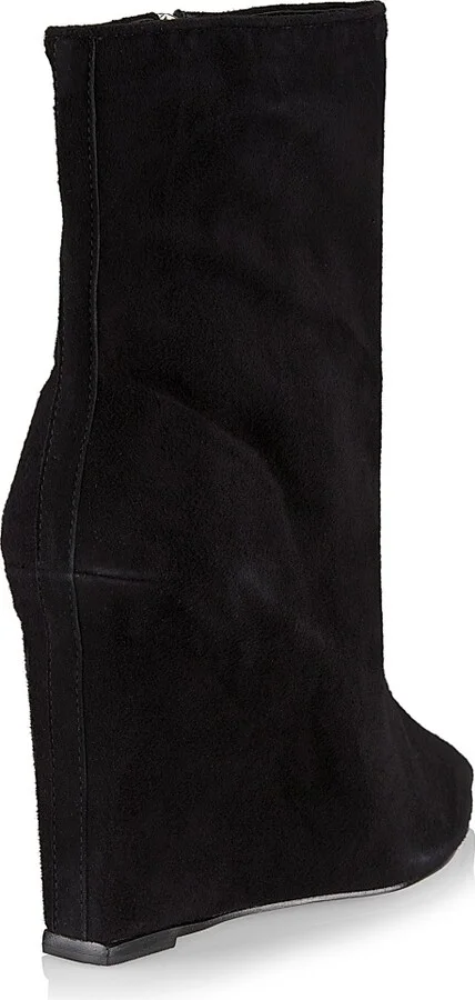 Women's Asya 100MM Suede Wedge Booties - Black - Size 5 - Image 3