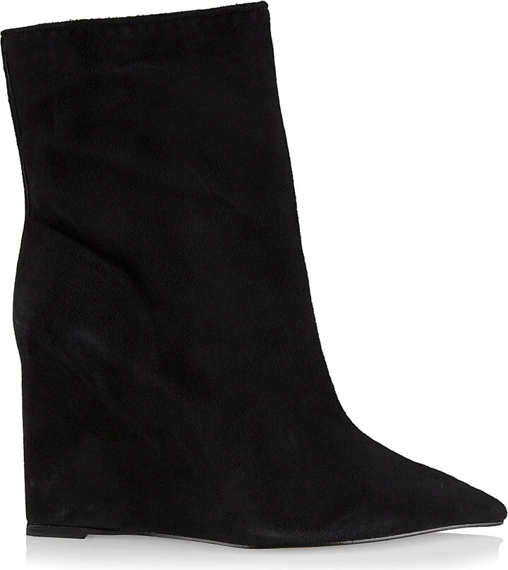 Women's Asya 100MM Suede Wedge Booties - Black - Size 5